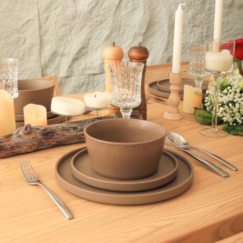 Stone Lain Coupe Dinnerware Set, Service For 4, Matte Brown - Image 4